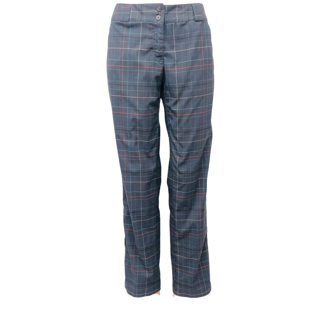 Slazenger Graphite Black Coral Turquoise Tan Plaid Activewear Pants with Pockets - Picture 16 of 16
